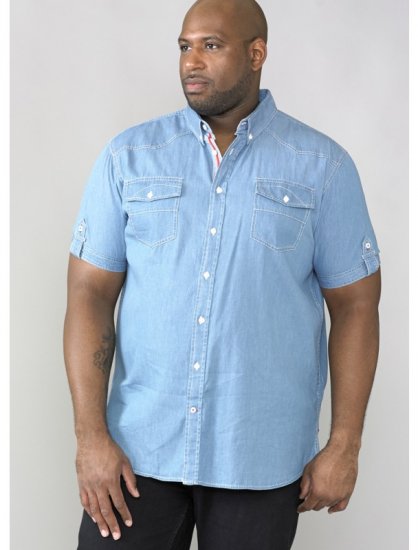 D555 Nathan Short Sleeve Shirt Blue - Särgid - Meeste suured särgid 2XL – 8XL