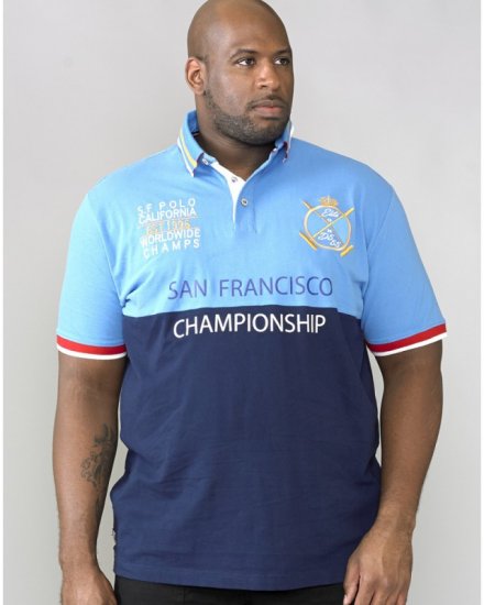 D555 Ernest Polo Blue & Navy - Polosärgid - Meeste suured polosärgid 2XL – 8XL