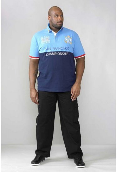 D555 Ernest Polo Blue & Navy - Polosärgid - Meeste suured polosärgid 2XL – 8XL