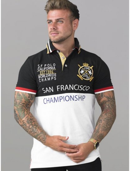 D555 Ernest Polo Black & White - Polosärgid - Meeste suured polosärgid 2XL – 8XL