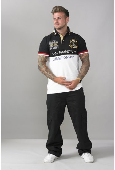 D555 Ernest Polo Black & White - Polosärgid - Meeste suured polosärgid 2XL – 8XL