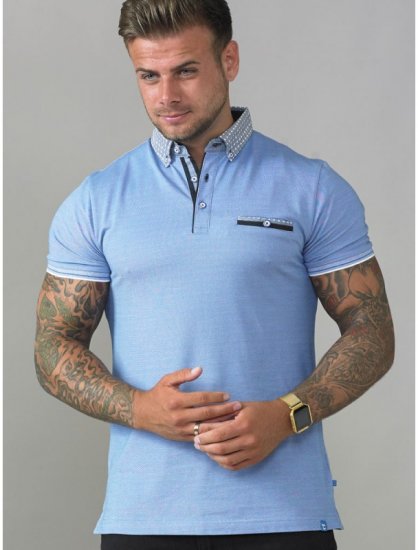 D555 Journey Fine Melange Polo Blue - Polosärgid - Meeste suured polosärgid 2XL – 8XL