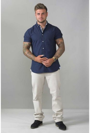 D555 Norman Short Sleeve Oxford Shirt Navy - Särgid - Meeste suured särgid 2XL – 8XL