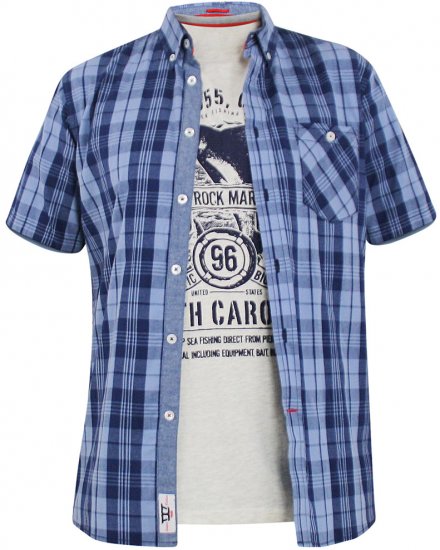 D555 Genoa Short Sleeve Shirt & T-shirt Combo - Särgid - Meeste suured särgid 2XL – 8XL