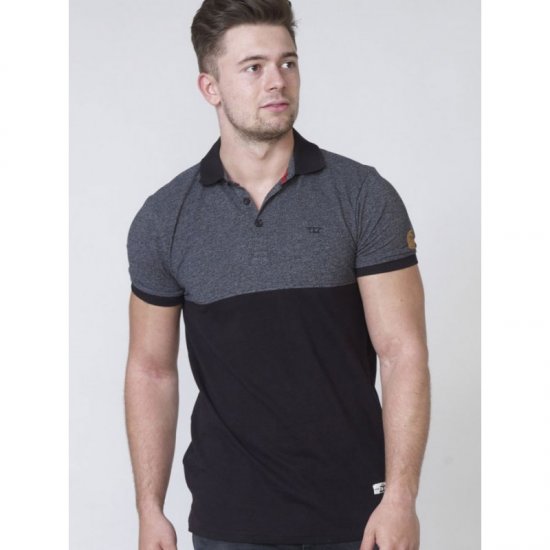 D555 Stefhen Polo Black - Polosärgid - Meeste suured polosärgid 2XL – 8XL