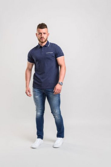 D555 Rogers Printed Polo Navy - Polosärgid - Meeste suured polosärgid 2XL – 8XL