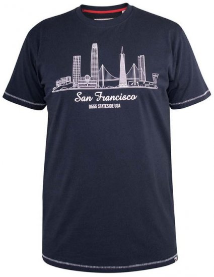 D555 Randwick San Francisco Printed T-Shirt Navy - T-särgid - Suured T-särgid 2XL – 14XL