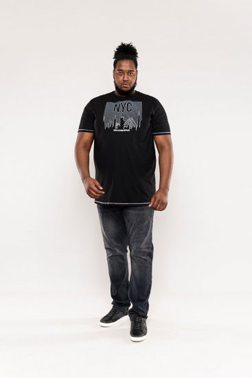 D555 Willoughby NYC Dot Printed T-Shirt Black - T-särgid - Suured T-särgid 2XL – 14XL