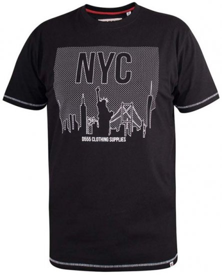 D555 Willoughby NYC Dot Printed T-Shirt Black - T-särgid - Suured T-särgid 2XL – 14XL