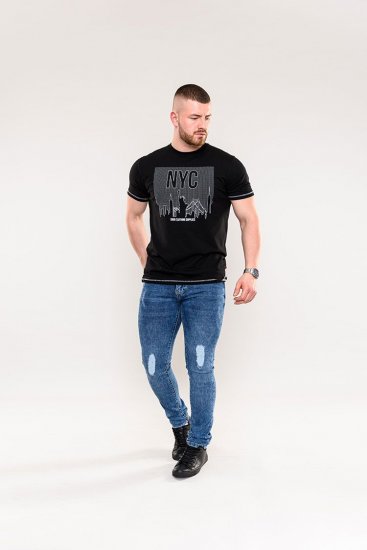 D555 Willoughby NYC Dot Printed T-Shirt Black - T-särgid - Suured T-särgid 2XL – 14XL