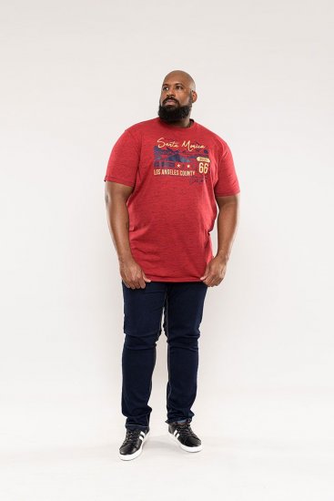 D555 Brisbane Santa Monica Route 66 Printed T-Shirt Red - T-särgid - Suured T-särgid 2XL – 14XL