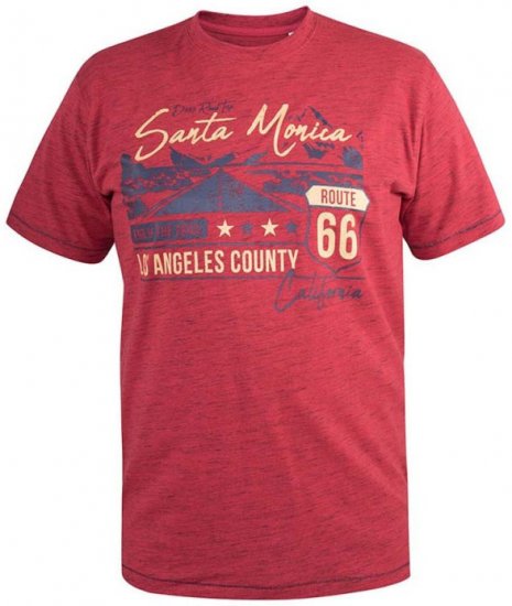 D555 Brisbane Santa Monica Route 66 Printed T-Shirt Red - T-särgid - Suured T-särgid 2XL – 14XL