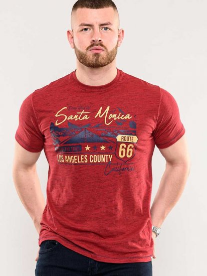 D555 Brisbane Santa Monica Route 66 Printed T-Shirt Red - T-särgid - Suured T-särgid 2XL – 14XL