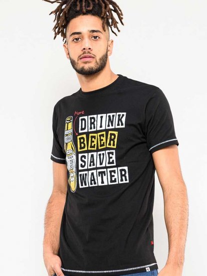 D555 Salford Save Water Drink Beer T-shirt Black - T-särgid - Suured T-särgid 2XL – 14XL