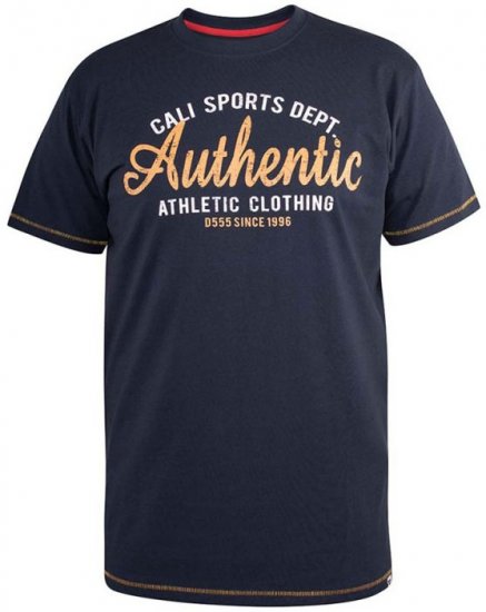 D555 Jasper Authentic Printed T-shirt Navy - T-särgid - Suured T-särgid 2XL – 14XL