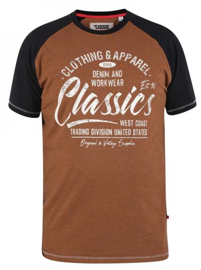 D555 Charmouth Raglan Sleeve Printed T-Shirt - T-särgid - Suured T-särgid 2XL – 14XL