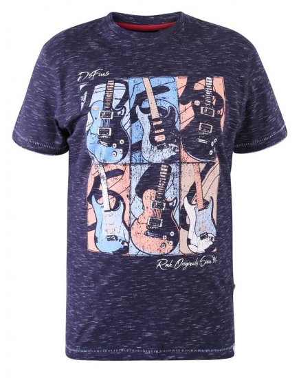 D555 Warner Guitar Printed T-Shirt Navy - T-särgid - Suured T-särgid 2XL – 14XL