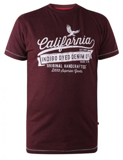 D555 Wharf California Eagle Printed T-Shirt Burgundy - T-särgid - Suured T-särgid 2XL – 14XL