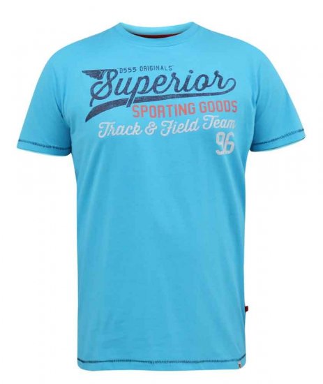 D555 Rushden Superior Printed T-Shirt Turquoise - T-särgid - Suured T-särgid 2XL – 14XL