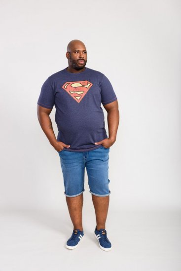 D555 Scampton Official Superman Printed T-Shirt Navy - T-särgid - Suured T-särgid 2XL – 14XL