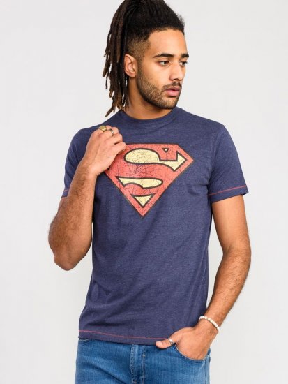 D555 Scampton Official Superman Printed T-Shirt Navy - T-särgid - Suured T-särgid 2XL – 14XL