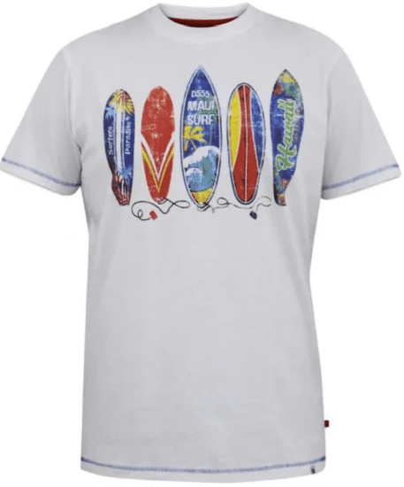D555 Bridgford Surfipildiga T-särk valge - T-särgid - Suured T-särgid 2XL – 14XL