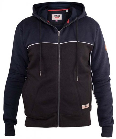 D555 Vincent Full Zip Hoody With Chest And Sleeve Piping Detail - Sviitrid ja dressipluusid - Meeste suured kapuutsiga jakid suurustes 2XL – 14XL