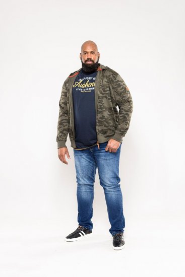 D555 Antonio Camo Printed Zip Through Hoody - Sviitrid ja dressipluusid - Meeste suured kapuutsiga jakid suurustes 2XL – 14XL