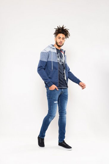 D555 Columbus Cut And Sew Panelled Zip Through Hoody Blue - Sviitrid ja dressipluusid - Meeste suured kapuutsiga jakid suurustes 2XL – 14XL