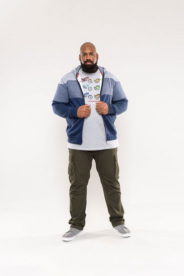 D555 Columbus Cut And Sew Panelled Zip Through Hoody Blue - Sviitrid ja dressipluusid - Meeste suured kapuutsiga jakid suurustes 2XL – 14XL