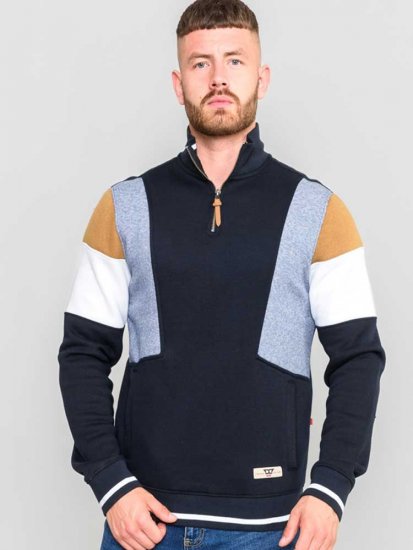 D555 Kenington Cut And Sew Half Zipper Sweatshirt - Sviitrid ja dressipluusid - Meeste suured kapuutsiga jakid suurustes 2XL – 14XL