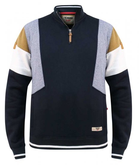 D555 Kenington Cut And Sew Half Zipper Sweatshirt - Sviitrid ja Dressipluusid - Meeste suured kapuutsiga jakid suurustes 2XL – 14XL