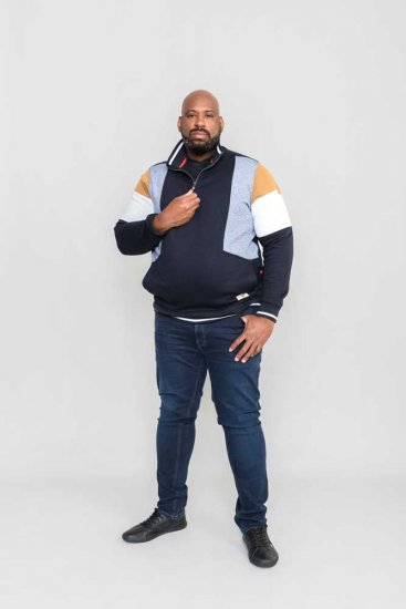 D555 Kenington Cut And Sew Half Zipper Sweatshirt - Sviitrid ja dressipluusid - Meeste suured kapuutsiga jakid suurustes 2XL – 14XL