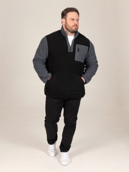 D555 Daly Quarter Zip Fleece Sweatshirt Must/Hall - Sviitrid ja dressipluusid - Meeste suured kapuutsiga jakid suurustes 2XL – 14XL