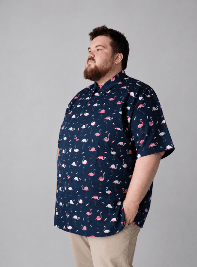 Kam Jeans 6068 Flamingo Short Sleeve Shirt Navy - Särgid - Meeste suured särgid 2XL – 8XL