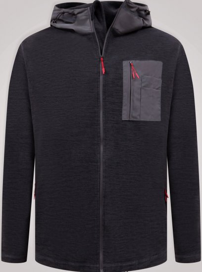 D555 Damien Micro Fleece Zip Through Hoody Must/Hall - Sviitrid ja dressipluusid - Meeste suured kapuutsiga jakid suurustes 2XL – 14XL