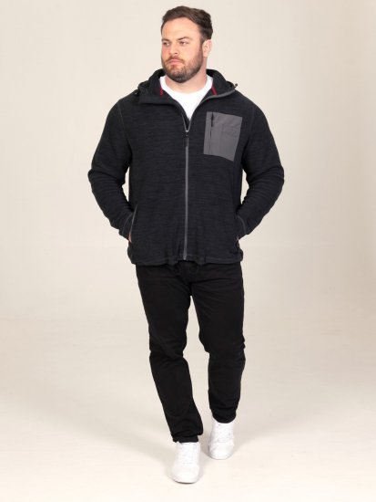 D555 Damien Micro Fleece Zip Through Hoody Must/Hall - Sviitrid ja dressipluusid - Meeste suured kapuutsiga jakid suurustes 2XL – 14XL