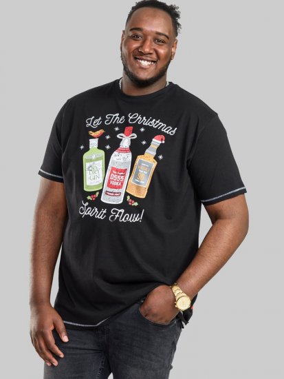 D555 SPIRIT Christmas Spirit Printed T-Shirt Black - T-särgid - Suured T-särgid 2XL – 14XL