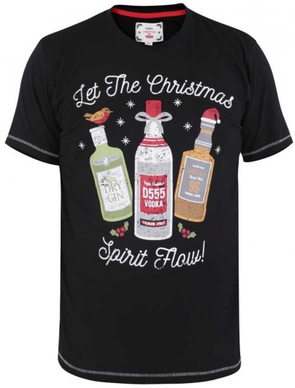 D555 SPIRIT Christmas Spirit Printed T-Shirt Black - T-särgid - Suured T-särgid 2XL – 14XL