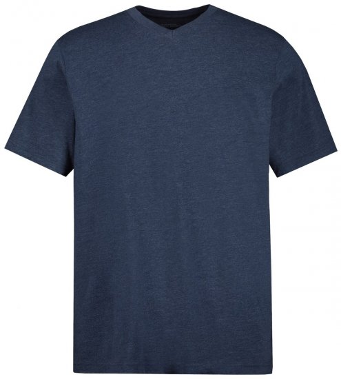 JP1880 702415 V-kaelusega T-särk Keskmine sinine meleeritud - T-särgid - Suured T-särgid 2XL – 14XL