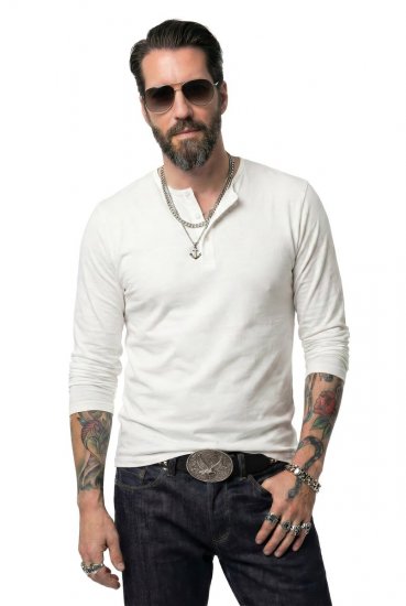 JP1880 702555 Pika varrukaga Henley-särk Valge - T-särgid - Suured T-särgid 2XL – 14XL