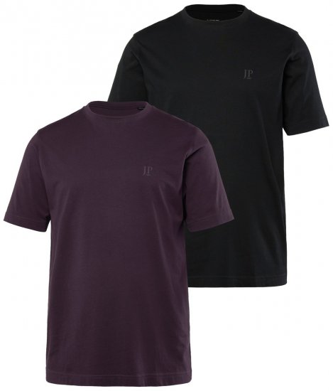 JP1880 702637 Ümara kaelusega T-särk 2 tk Tumelilla/Must - T-särgid - Suured T-särgid 2XL – 14XL