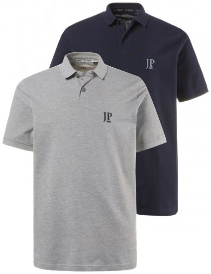 JP1880 704317 Polosärk 2 tk Tumesinine/Hallmeleeritud - Polosärgid - Meeste suured polosärgid 2XL – 8XL