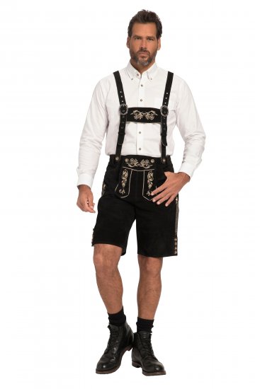 JP1880 Genuine Leather Traditional Lederhosen Shorts Black - Lühikesed püksid - Lühikesed Püksid suured suurused: W40-W60