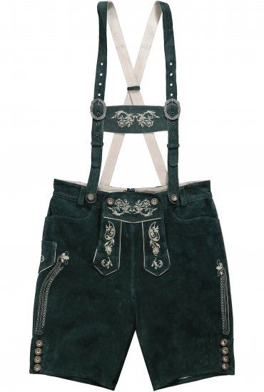 JP1880 Genuine Leather Traditional Lederhosen Shorts Green - Lühikesed püksid - Lühikesed Püksid suured suurused: W40-W60