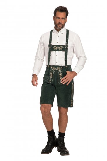 JP1880 Genuine Leather Traditional Lederhosen Shorts Green - Lühikesed püksid - Lühikesed Püksid suured suurused: W40-W60