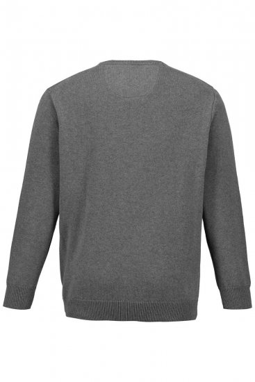JP1880 708261 Ümara kaelusega kootud kampsun Hallmeleeritud - Sviitrid ja dressipluusid - Meeste suured kapuutsiga jakid suurustes 2XL – 14XL