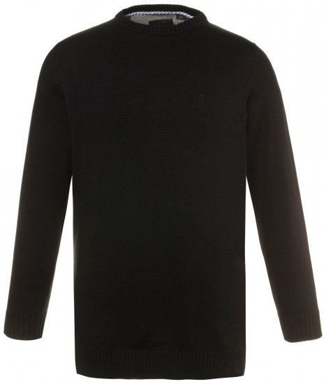 JP1880 708261 Ümara kaelusega kootud kampsun Must - Sviitrid ja dressipluusid - Meeste suured kapuutsiga jakid suurustes 2XL – 14XL