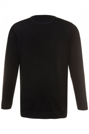 JP1880 708261 Ümara kaelusega kootud kampsun Must - Sviitrid ja dressipluusid - Meeste suured kapuutsiga jakid suurustes 2XL – 14XL