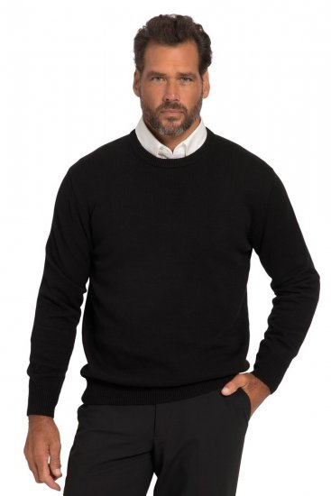 JP1880 708261 Ümara kaelusega kootud kampsun Must - Sviitrid ja dressipluusid - Meeste suured kapuutsiga jakid suurustes 2XL – 14XL